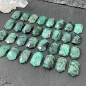 Faceted Emerald long hexagon 8x16mm cabochon/ F8 bild 6
