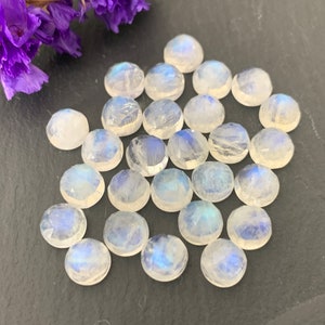 Faceted Rainbow Moonstone round 6mm cabochon     L