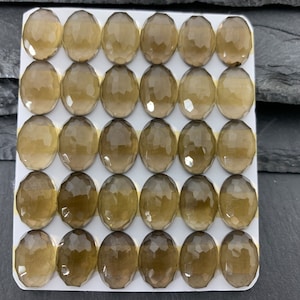 Faceted Smokey quartz oval 10x14mm cabochon - Calibrated cabochons