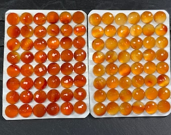 Cabochon rotondo sfaccettato corniola 8 mm - Cabochon calibrati *