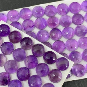 Faceted Amethyst round 8mm cabochon - Calibrated cabochons     L