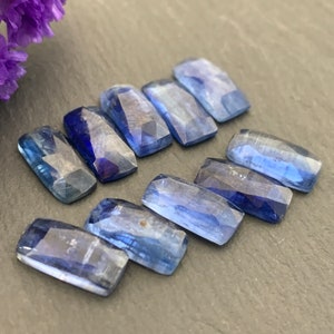 Faceted Kyanite Rectangle 6x12mm cabochon