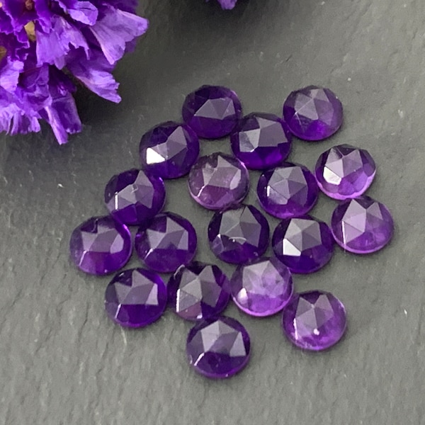 Rose Cut Amethyst Round 6mm Cabochon