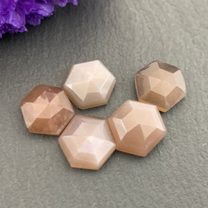 Faceted Moonstone hexagon 9x10mm Cabochon