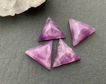 Rose Cut Lepidolite Triangle 10mm cabochon | Natural Lepidolite