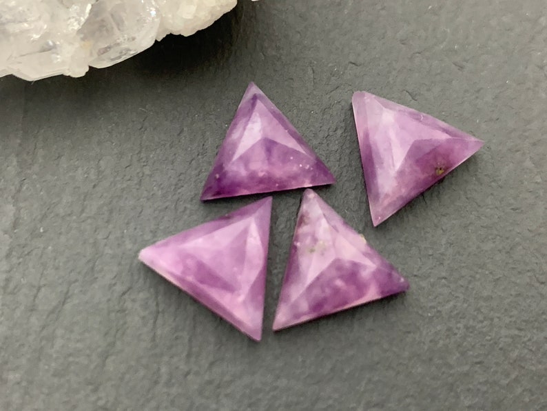 Rose Cut Lepidolite Triangle 10mm cabochon Natural Lepidolite image 1