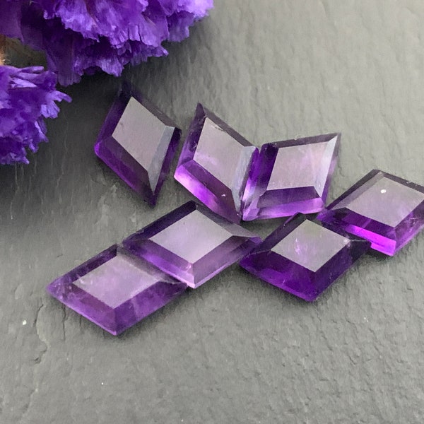 Faceted Amethyst Rhombus 8x12mm cabochon