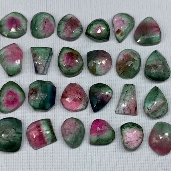 Faceted Watermelon Tourmaline 8-9mm long cabochon- Second Quality cabochons