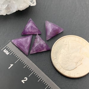 Rose Cut Lepidolite Triangle 10mm cabochon Natural Lepidolite image 3