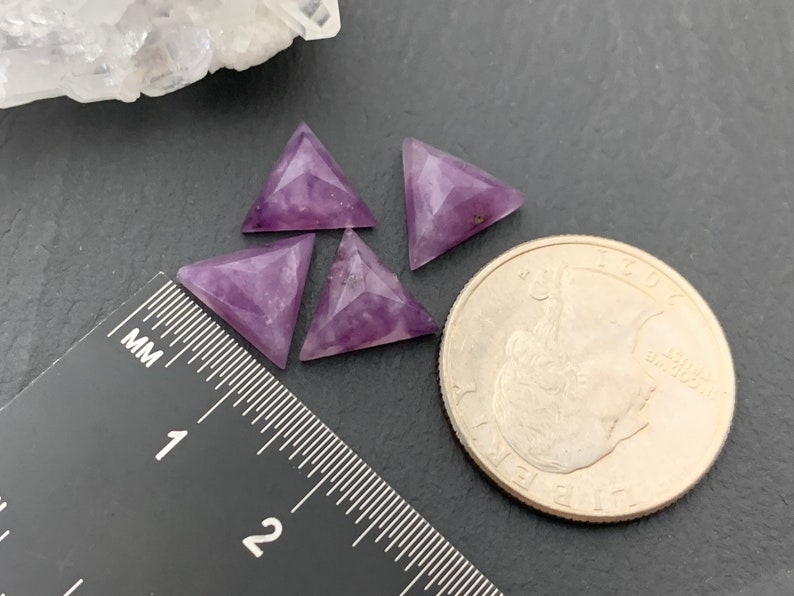 Rose Cut Lepidolite Triangle 10mm cabochon Natural Lepidolite image 3