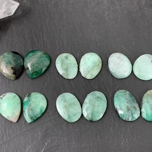 Faceted Emerald Pair 15-17mm long Cabochon/ Select your pair | W288-4