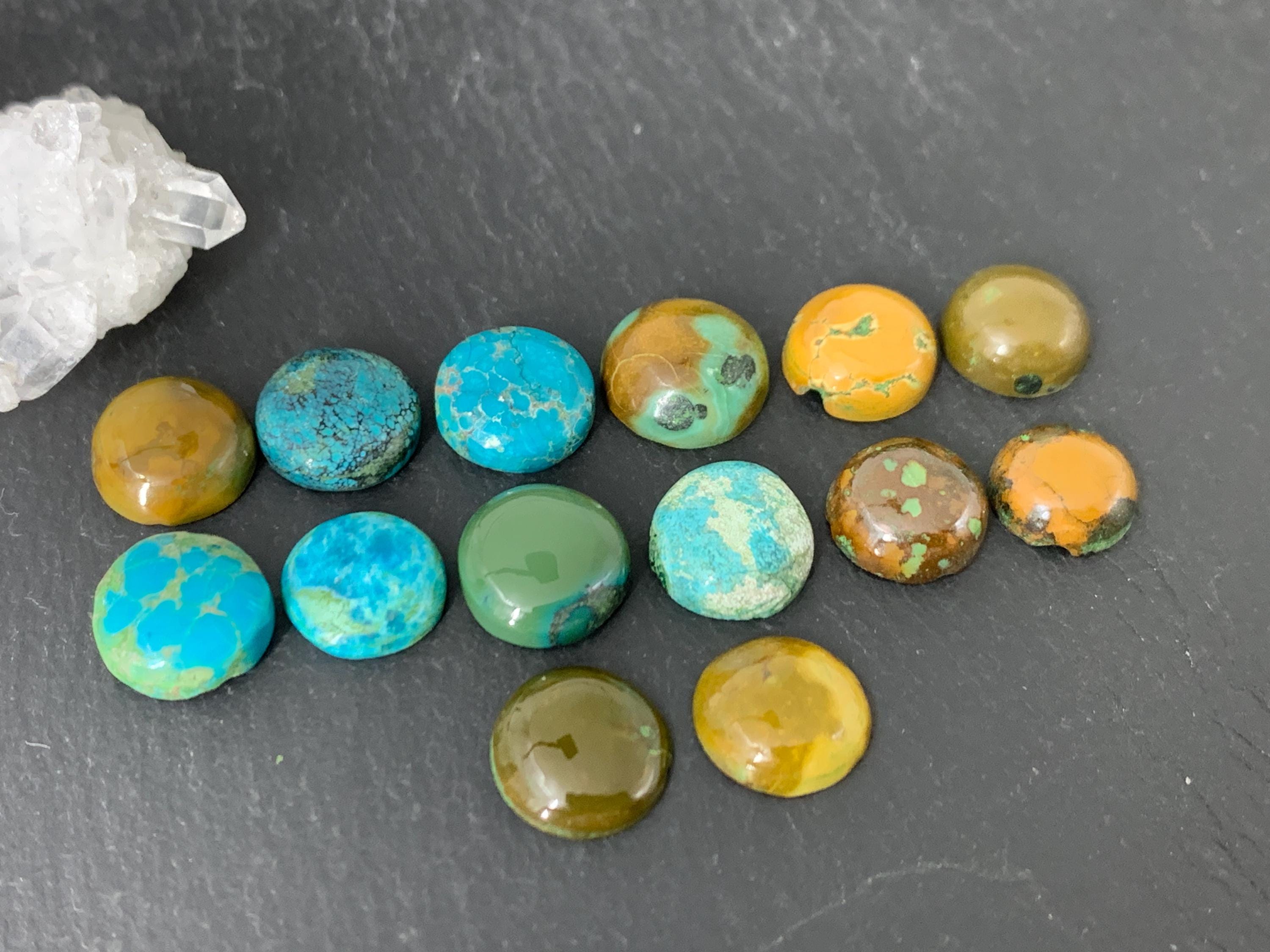 （セール）開催中 人気ブランドも続々プライス Tibetan Etsy - W346-1 Cabochon 9-10mm Round Turquoise トルコ石