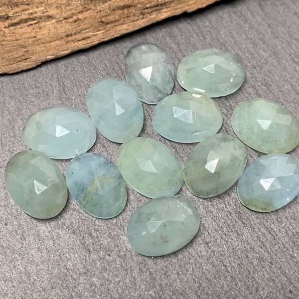 Rose Cut Aquamarine 10x14mm oval cabochon