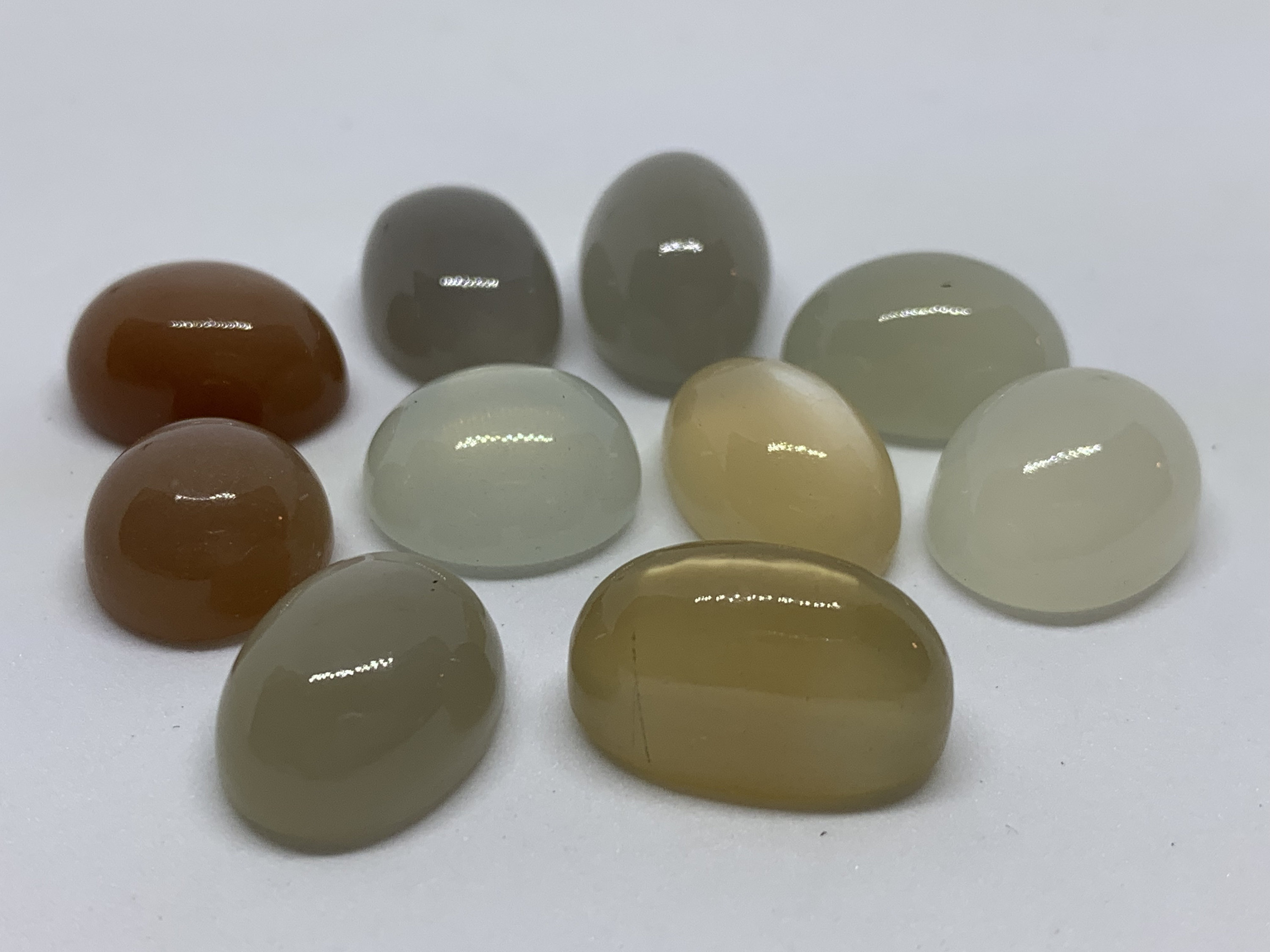 Moonstone Cabochons 10mm with 5mm dome set of 2 10229 
