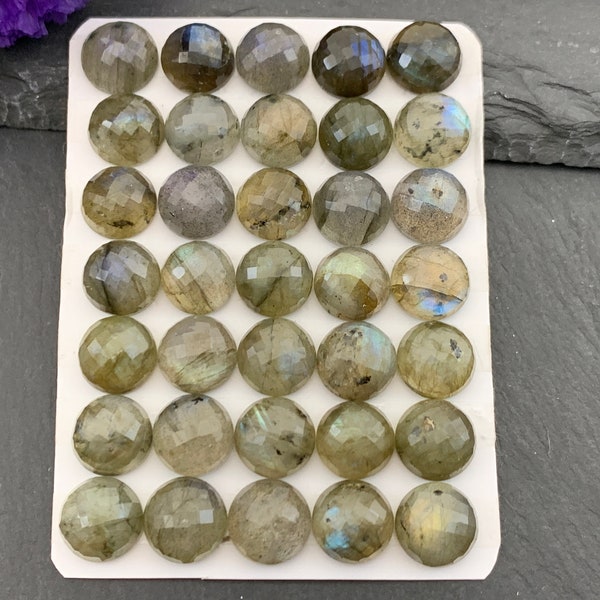 Faceted Labradorite Round 10mm cabochon | Calibrated Cabochons | Natural Labradorite