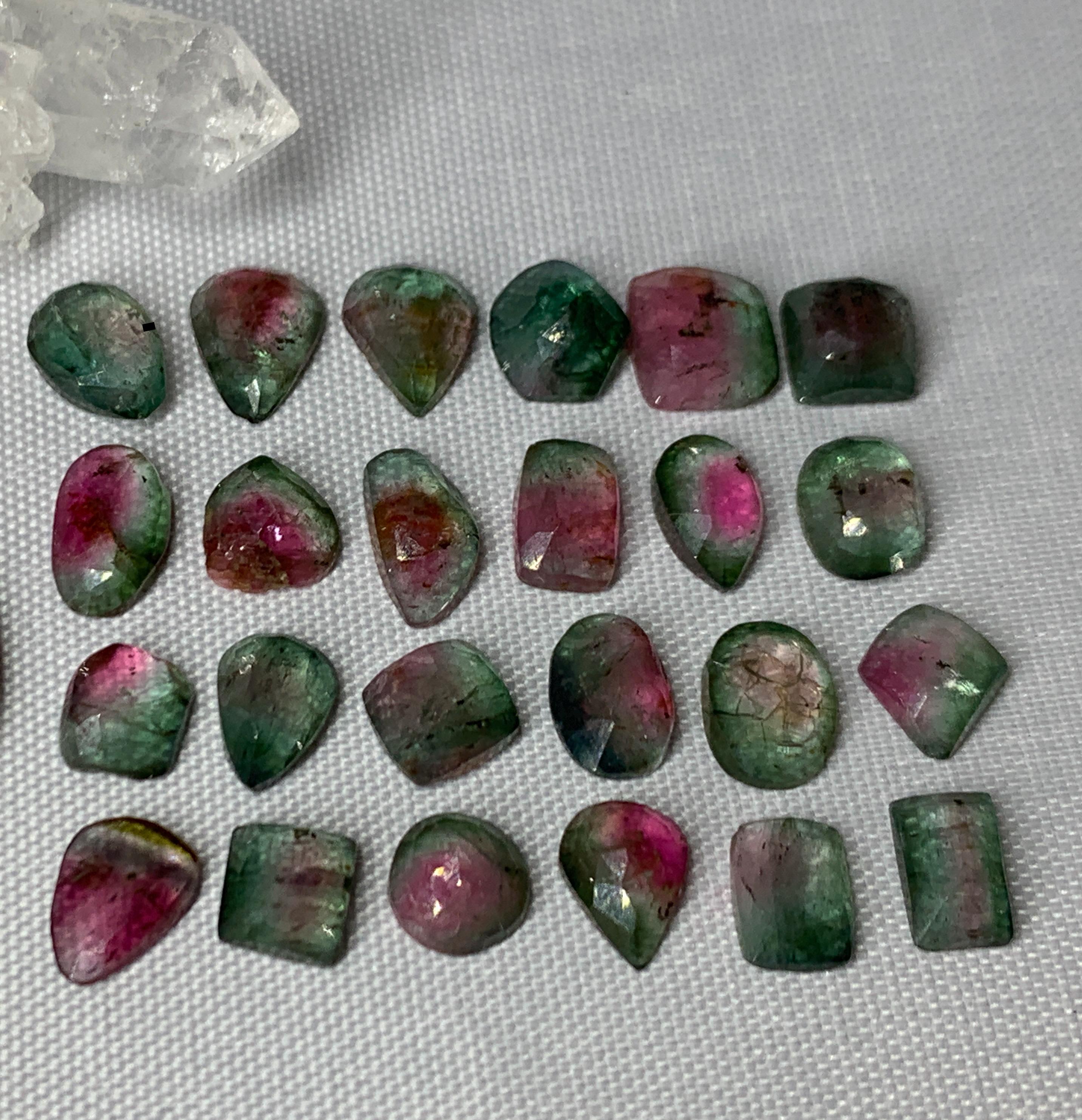 Discounted Faceted Watermelon Tourmaline 7-9mm long cabochon- Second Quality cabochons