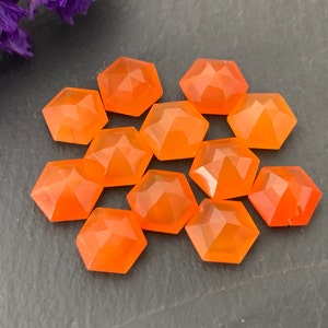 Faceted Carnelian Hexagon 8mm cabochon