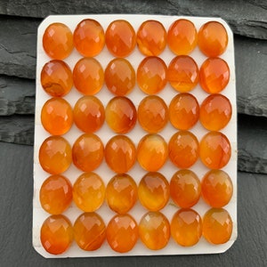 Faceted Carnelian Oval 10x12mm cabochon
