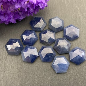 Faceted Blue Sapphire hexagon 10mm cabochon      e