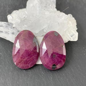 Faceted Ruby pair 10x17x3mm cabochon *