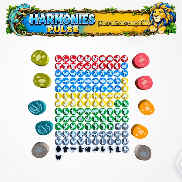 Upgraded animal tokens from the Harmonies board game