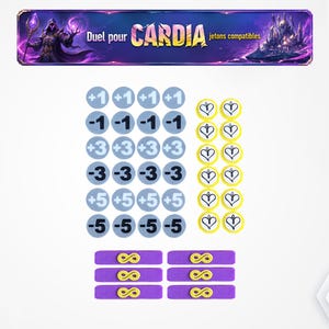 Mise à niveau des jetons pour le jeu de société Duel pour Cardia