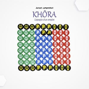 Fichas mejoradas para el juego de mesa Khôra: El cenit de un imperio