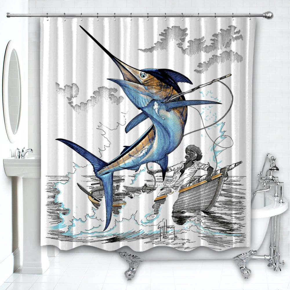 Guy Harvey Marlin Fishing Best Design Custom Shower Curtain Etsy