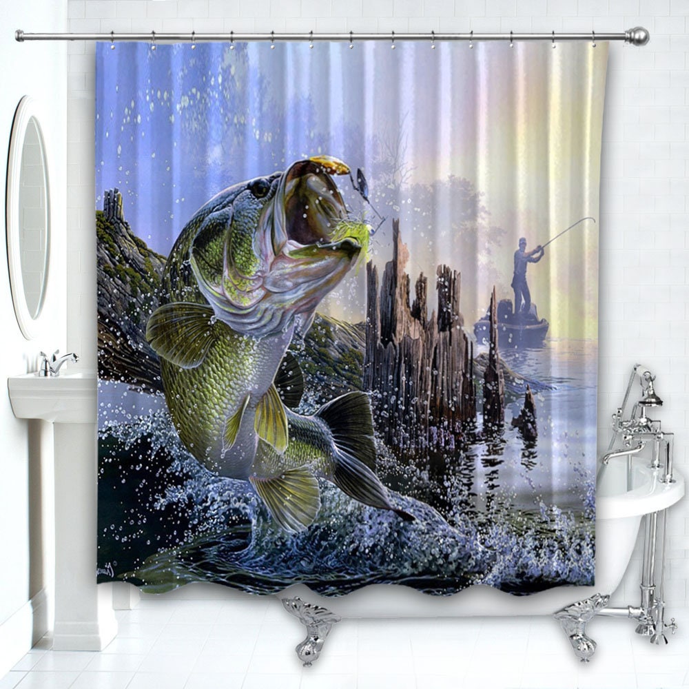Fisherman Bass Fishing Best Design Custom Shower Curtain Etsy