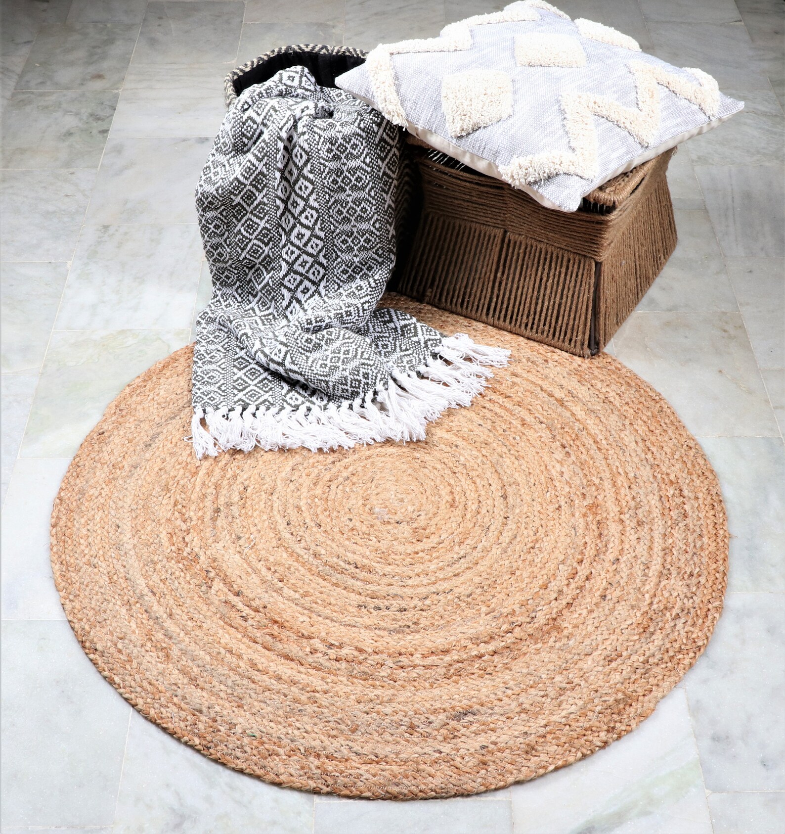 Jute Round Rug Natural Jute Rug Handmade Braided Rug Round Area Rug ...