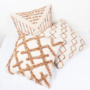 Set of 3 Boho Throw Pillow Cover | Mustard Tufted Decorative Cushion Covers | 18x18 Mud Cloth Lumbar Pillow Set Boho Home Decor Gift for Her