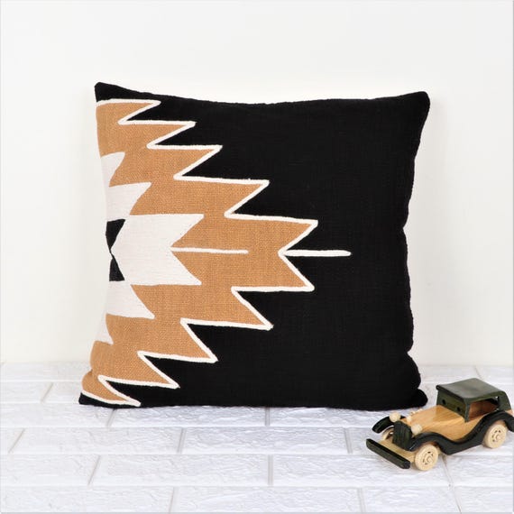 Handwoven Zapotec Pillow Cover/ Boho Tribal Cotton Cushion/ Woven Aztec Tribal Cushion/ Montana Kilim Pillow