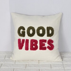 Embroidered Cotton Throw Pillow Cover: Boho Farmhouse Decor (18x18 Inch)