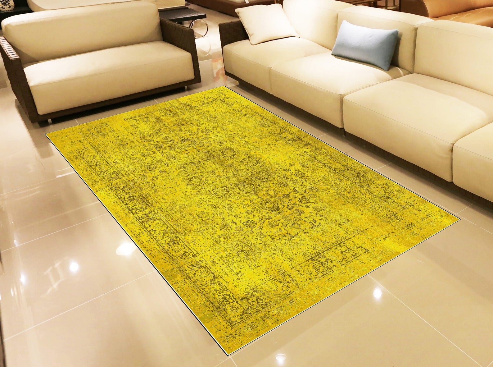 yellow living room rug
