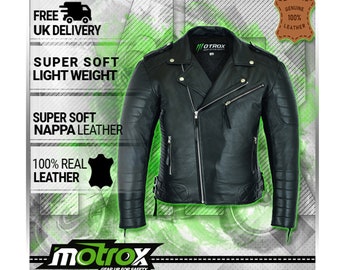 Herren Biker Boda Style schwarze Echtlederjacke