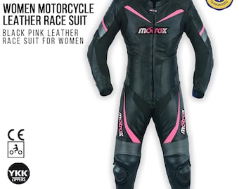 Women's Cowhide Leather Motorcycle Suit: CE Armored Biker Racing Suit