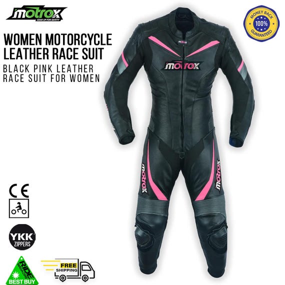 Women's Cowhide Leather Motorcycle Suit: CE Armored Biker Racing Suit