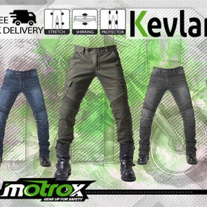 Mens Motorbike Jeans Motorcycle Trouser MADE with KEVLAR Lined Denim Pants CE Armors