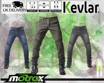 Mens Motorbike Jeans Motorcycle Trouser MADE with KEVLAR Lined Denim Pants CE Armors