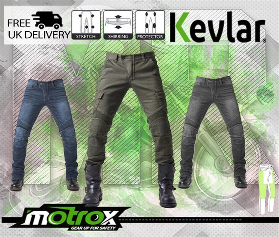 Mens Motorbike Jeans Motorcycle Trouser MADE With KEVLAR Lined Denim Pants  CE Armors 