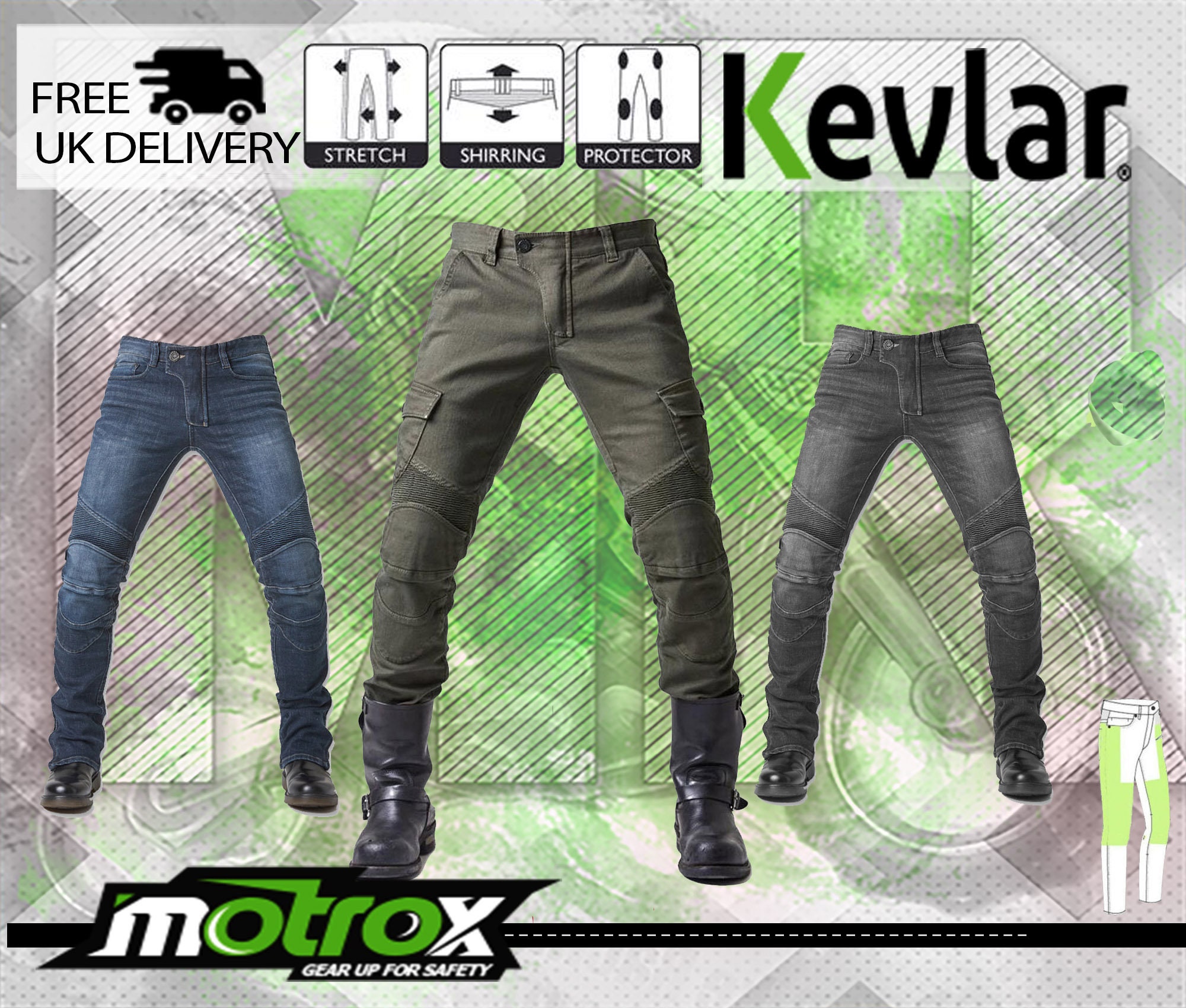 Mens Motorcycle Jeans Motorbike Pant Denim Trousers Made with Kevlar CE ...