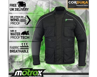 Chaqueta de moto para hombre Motrox, chaqueta de motociclista negra, impermeable, con protección CE