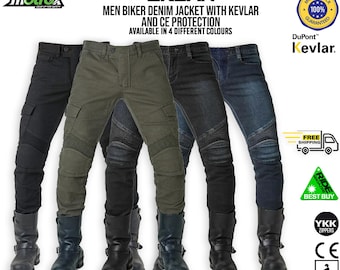 Herren Motorradjeans Motorradhose KEVLAR Gefüttert Denim Hose CE Armours