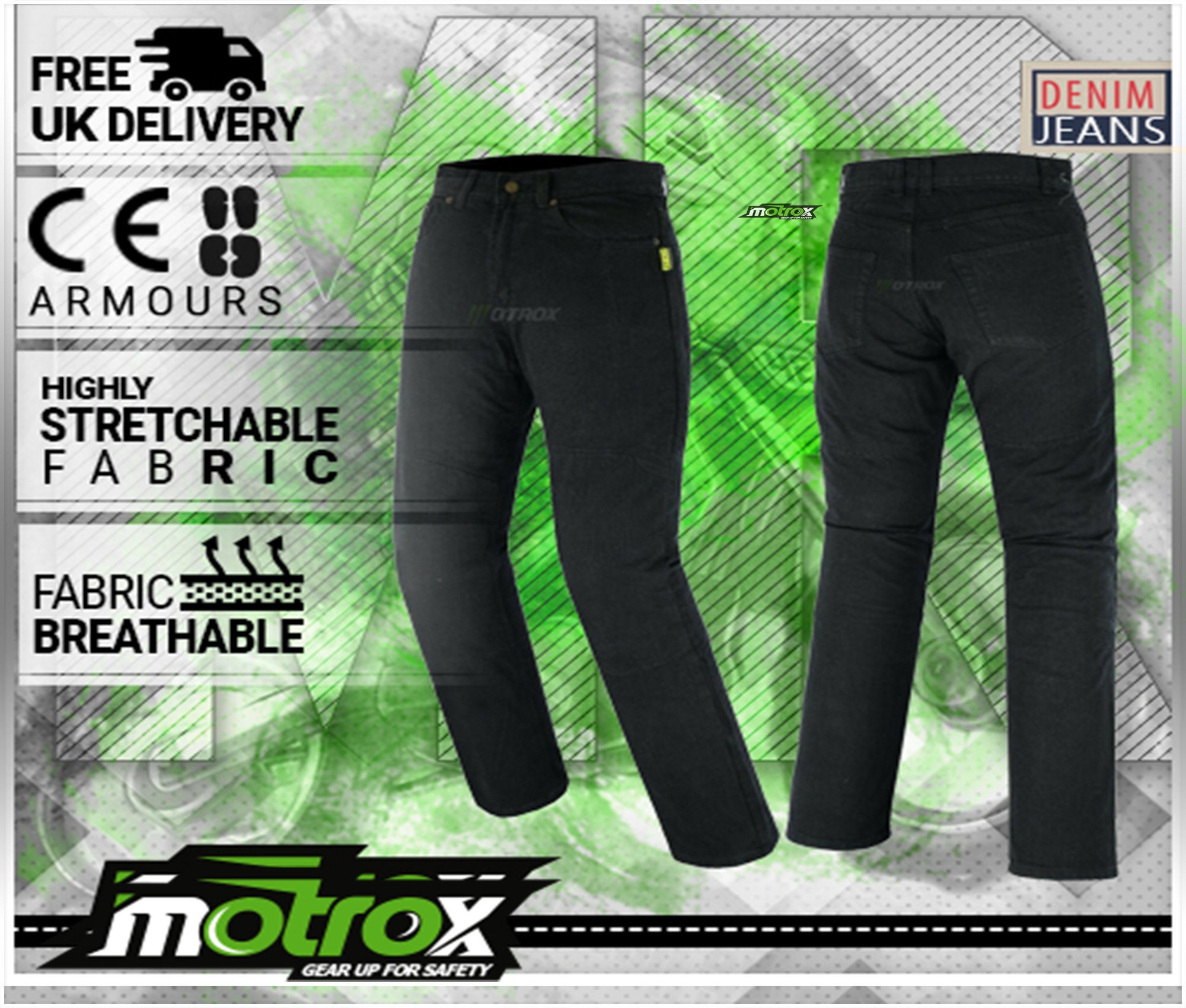 Motorbike Motorcycle Jeans Trousers Lined With KEVLAR CE Armoured 