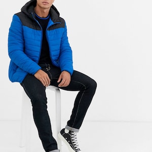Mens Puffer Jacket Zip Up Diamond Quilted Lined Bubble Coat Padded Puffer Winter