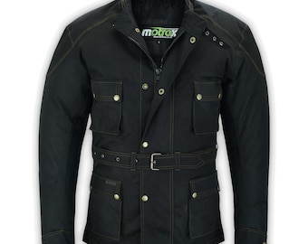 Herren Motorradjacke Motorrad 100% wasserdichte Jacke Textil Cordura Black Coat CE Armored