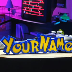 Gepersonaliseerde custom Pokemon-naambordkwaliteit 3D-geprint naambordje VK - cadeau streamer / gamer setup! - GRATIS VERZENDING naar het Verenigd Koninkrijk