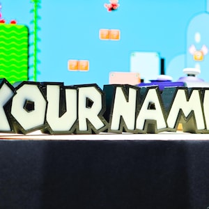 Custom 3D Printed Mario Nameplate: Gamer Room Decor