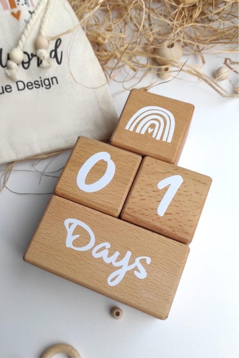 Wooden milestone blocks. Baby age blocks. Wood milestones Etsy