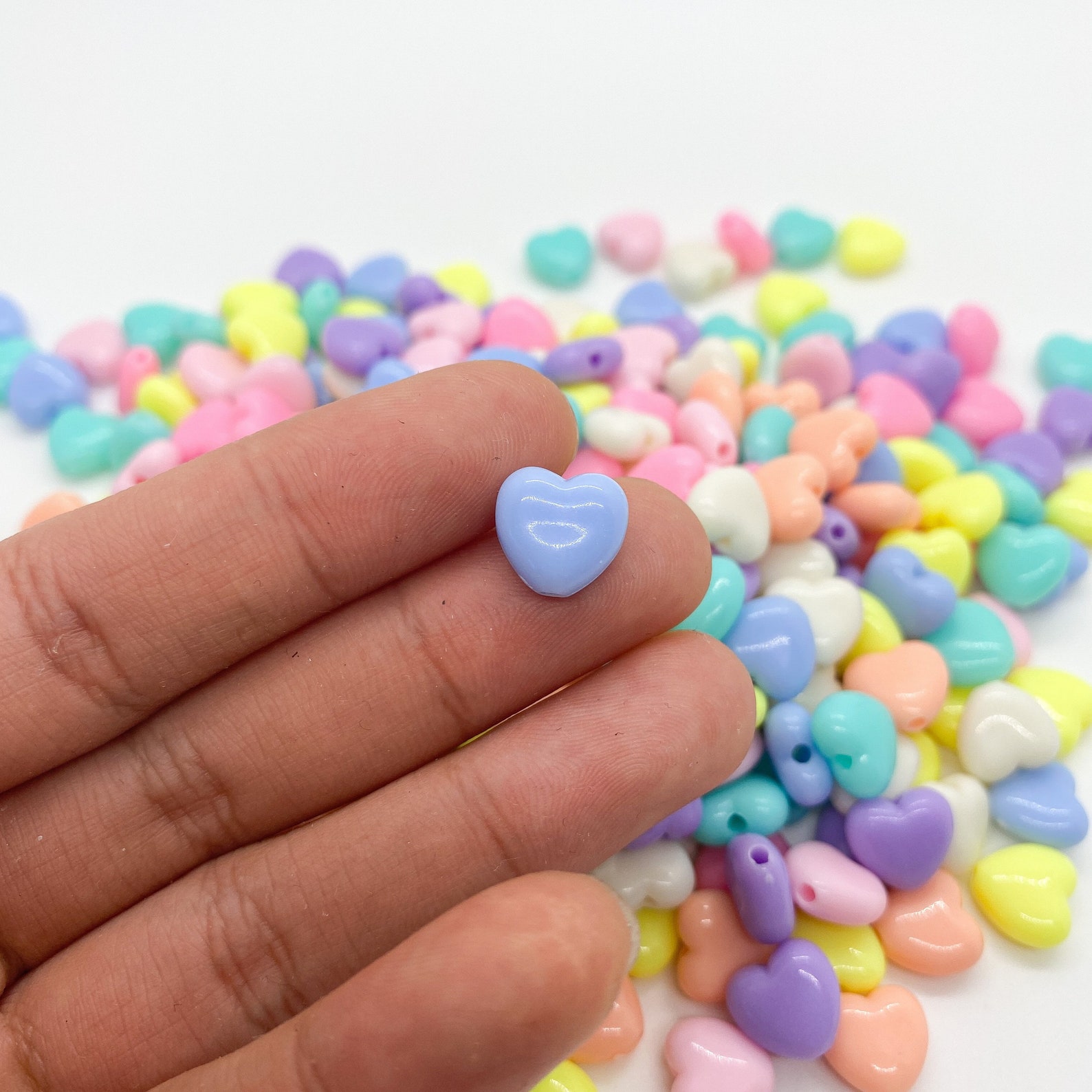 10mm Heart Beads Pastel Beads Trendy Beads Assorted Color Etsy